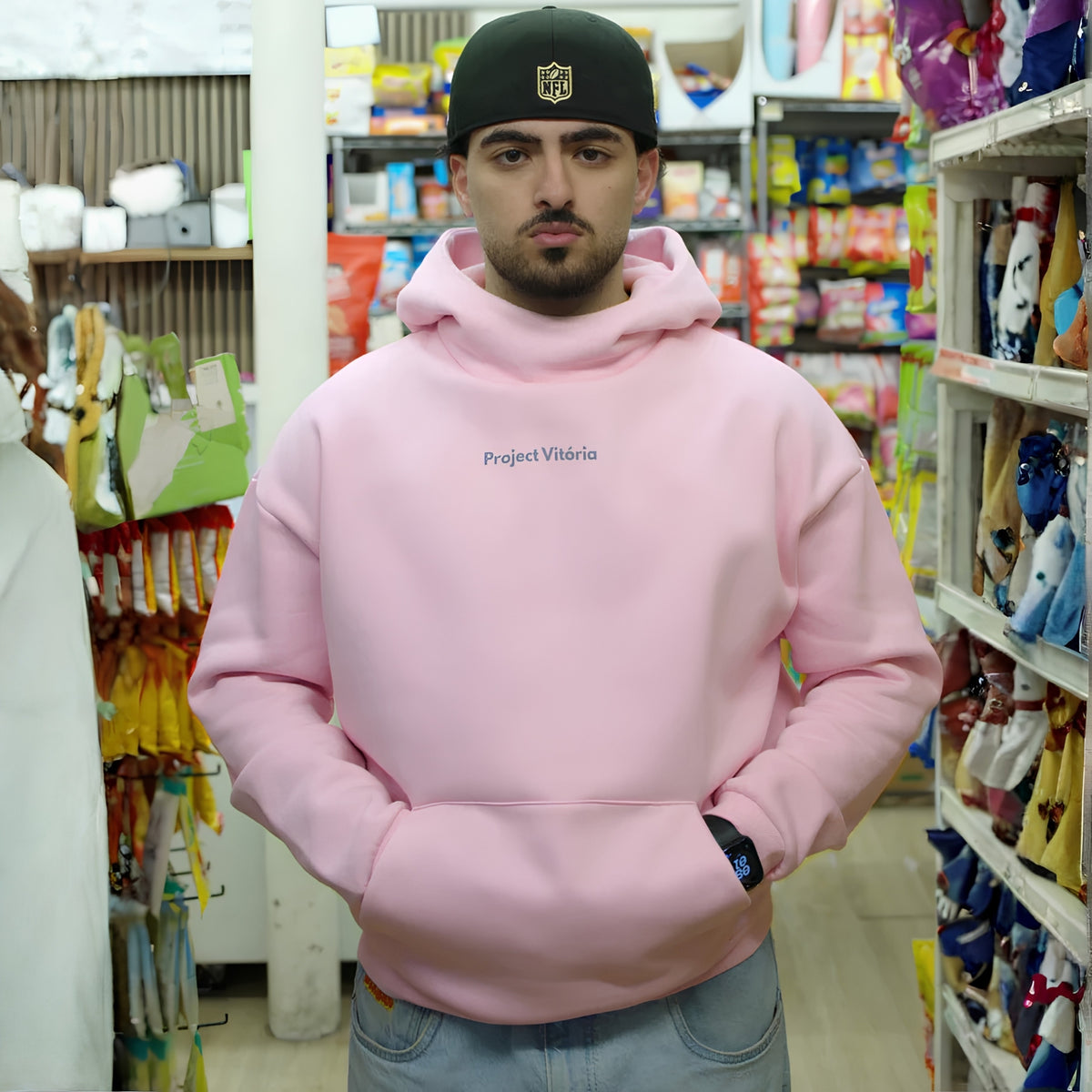 Mockneck Pink Hoodie