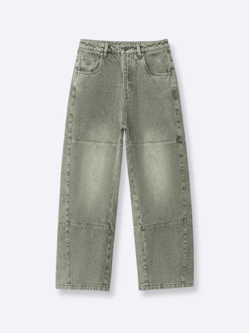 PANEL DENIM JEANS - WASHED GREEN